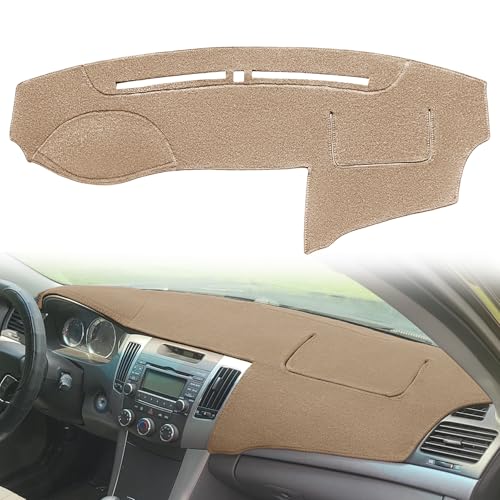 Dash Cover Mat Custom Fit for Hyundai Sonata 2009 2010 with Cutout for Sensor, Dashboard Cover Pad Protector (09-10 Beige) F80 - color: 09-10 Beige