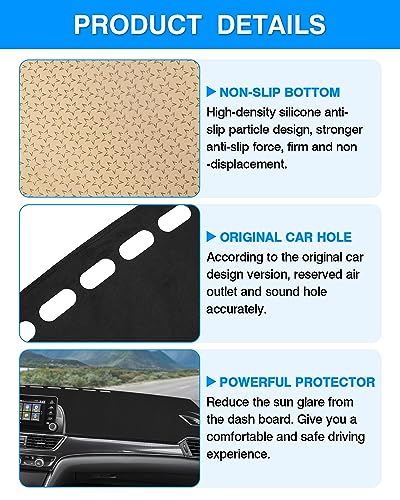 CARTIST Dashboard Cover Mat for 2018-2020 2021 2022 Honda Accord Accessories Dash Cover Flannel Dash Mat Sunshade Glare UV Rays Protector