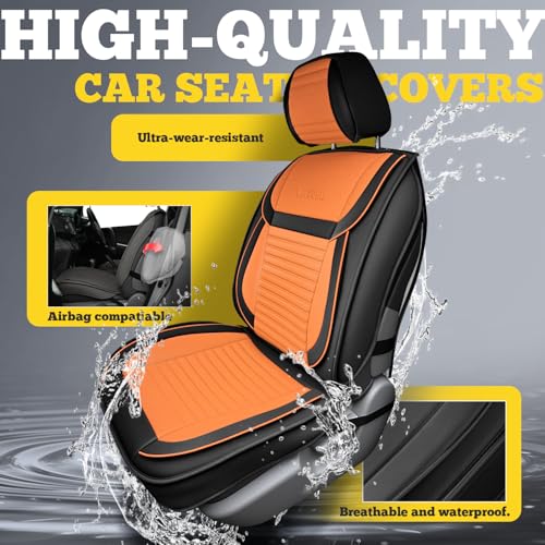 Car Seat Covers, Breathable and Waterproof Faux Leather Automotive Seat Covers for Cars SUV Truck Sedan,Universal Anti-Slip Seat Cover with Backrest (Front Seat, Brown & Black) - color: Brown-Black, size: Front