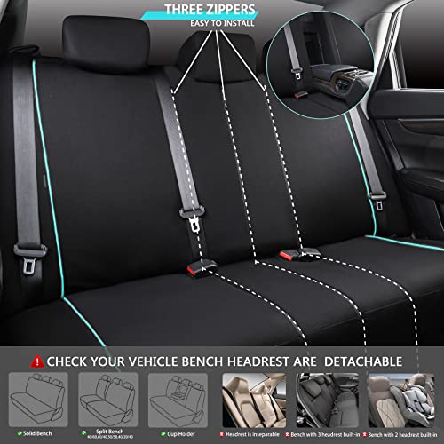 CAR-GRAND Polyester Universal Fit Seat Cover, Black-Mint, Set of 9 Including Headrest Covers, Airbag Compatible, for Cars, Trucks, SUV, Van, Sedan - color: Black-Mint