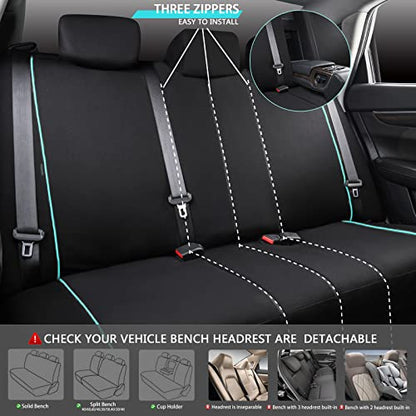 CAR-GRAND Polyester Universal Fit Seat Cover, Black-Mint, Set of 9 Including Headrest Covers, Airbag Compatible, for Cars, Trucks, SUV, Van, Sedan - color: Black-Mint