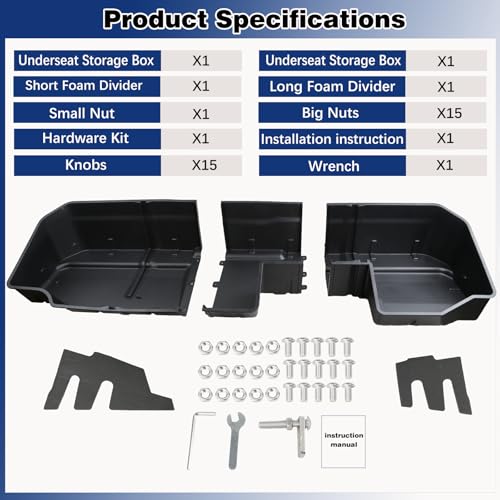Under Seat Storage Box Fit for 2019-2026 Chevy Silverado/GMC Sierra 1500, 2020-2026 Silverado/Sierra 2500HD/3500HD, Double Cab & Crew Cab Underseat Organizer Accessories