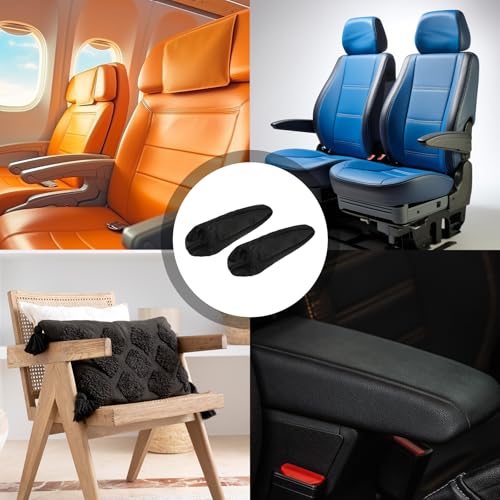 2 PCS Car Armrest Cover Elastic Fabric Cars Front Seat Arm Rest Cushion, Universal Replacement Center Console Lid Armrest Cover Skin Protectors Interior Accessories for Car SUV Truck and Van(Black)