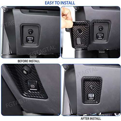 Car Electronic Handbrake Trim Cover Compatible with Chevrolet Corvette C8 2020-2025, ABS Dashboard Electronic Handbrake Switch Panel Cover Trims (Carbon Fiber Pattern Black) - color: Carbon Fiber Pattern Black