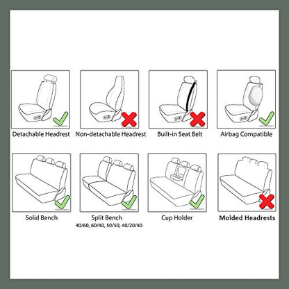 FH Group Perforated Leatherette Three Row Set 7 Seater Car Seat Covers, Airbag Compatible and Split Ready- Universal Fit for Cars, Trucks & SUVs (Black)