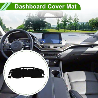 Dash Cover for Nissan Altima 2019-2025 No Hud Dashboard Cover Car Interior Anti-Slip/Anti Dust Polyester Black with Brown Edge 1 Pcs - color: Black with Brown Edge