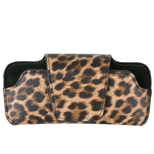 Sunglass Holder for Car Visor, Car Sunglasses Holder Leather, Eyeglasses Holder Glasses Storage Case Visor Accessories - color: Leopard
