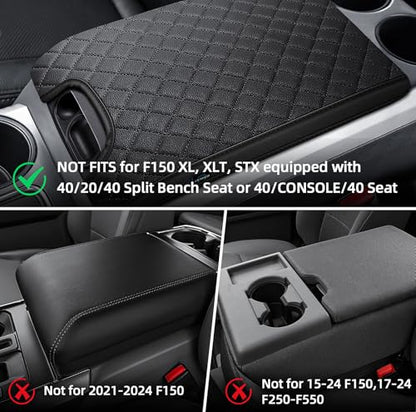 Center Console Cover Compatible with 2009-2014 Ford F150, PVC Leather Middle Console Cover Seat Box Lid, Armrest Box Protective Cushion Pad, Customized Truck Accessories - size: Bucket Console 2009-2014 F150