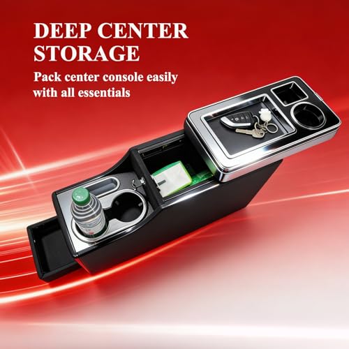 Center Console Between Seats for Trucks, SUVs, Minivans, Middle Van – 20.86"L x 7.06"W x 13.77"H – Floor/Bench Mount Large Storage Box with Locking & Sliding Lid, Dual Cup Holders, Armrest ,No Drill - size: 18 Wheelers Locking Design with Sliding Lid Desi