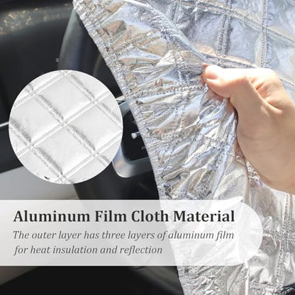 Car Steering Wheel Cover Sun Shade,Car Wheel Cover with Aluminum Film and Cotton Lining for Steeringwheel Sun Protection,Universal Maximum 15.75" Truck Steering Wheels Covers