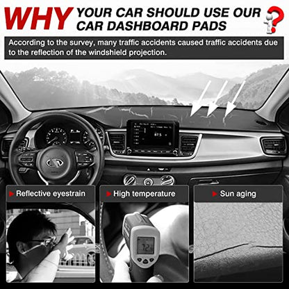 Autorder Dashboard Cover Mat for 2017-2023 Kia Rio Accessories Dash Cover Flannel Dash Mat Sunshade Glare UV Rays Protector - size: 2017-2023 Kia Rio