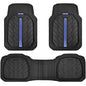 CAR PASS Tire Tread DeepDish Rubber Floor Mats for car Heavy Duty car mats All Weather, Universal XL~M Trim to Fit for Truck SUV Vehicle Automotive, Waterproof car mats 3 Piece(Blue Black) - color: Blue Black
