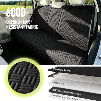 Dog Car Seat Cover for Back Seat, Waterproof 600D Oxford Protector for Travel and Daily Use, Non Slip Scratch Resistant Bench Cover, Easy to Clean, Fits Midsize SUVs/Trucks, 56 Inch