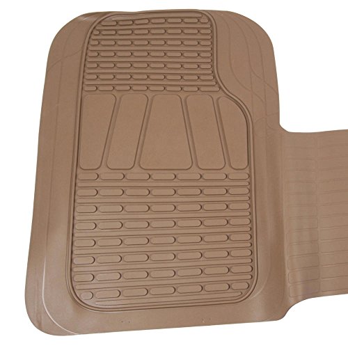 Motor Trend FlexTough 3-Row Heavy Duty Rubber Floor Mats & Liner Mega Truck/SUV/Van Combo, All Weather Protection Universal Trim to Fit Beige - color: Beige