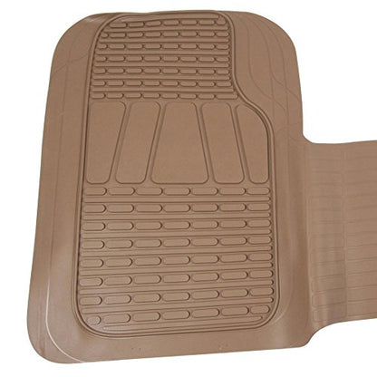 Motor Trend FlexTough 3-Row Heavy Duty Rubber Floor Mats & Liner Mega Truck/SUV/Van Combo, All Weather Protection Universal Trim to Fit Beige - color: Beige