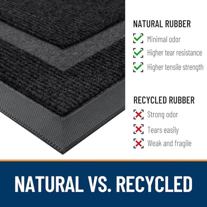 OLANLY Front Door Mat Indoor Outdoor Entrance, Waterproof All-Season, All-Weather Doormat, Sturdy Natural Rubber, Fade Resistant, Low Profile, Easy Clean Patio Porch Entryway Mat, 71x23, Black