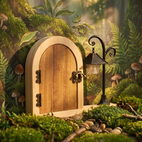 NUOBESTY Fairy Door Outlet Cover Plate Wooden Socket Protector with Glowing Night Light for Room Aesthetic Electrical Outlet Safety for Pets