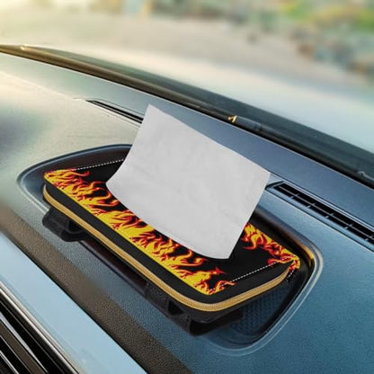 Flame Leather Tissue Holder Car Mask Holder Car Sun Visor Napkin Holder Luxury PU Leather Easy to Install Clean - color: Flame