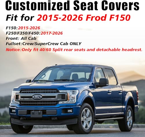 Coverado F250 Car Seat Covers Full Set, Leather Waterproof Automotive Seat Covers for Cars, SUVs, Pickup Trucks, Fits 2015-2026 F150 SuperCrew, 2017-2026 F250 F350 F450 Crew Cab, Red - color: Red, size: FullSet