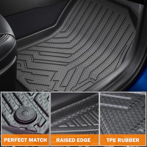 KUST Floor Mats Set for 2017-2026 Ford F250/F350/F450 Super Duty Crew Cab (Only for Rear Seat with Under-Seat Storage), 6.8FT Truck Bed Mat All Weather F250 Accessories TPE Rubber Raised Edge - style: For │ F-250 2017-2026 │ Full Set
