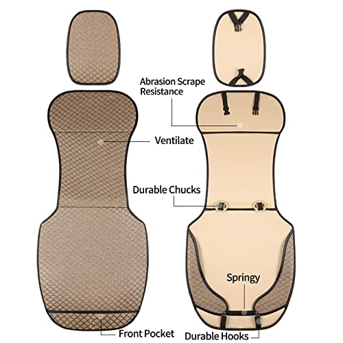 Breathable Car Seat Cover,Luxury Front Seat Cover,Durable and Non Slip,Polyester Silk Material, Universal Car Seat Cushion,Suitable for All Seasons,Airbag Compatible(Beige，2PCS) - color: Beige-Front 2pcs