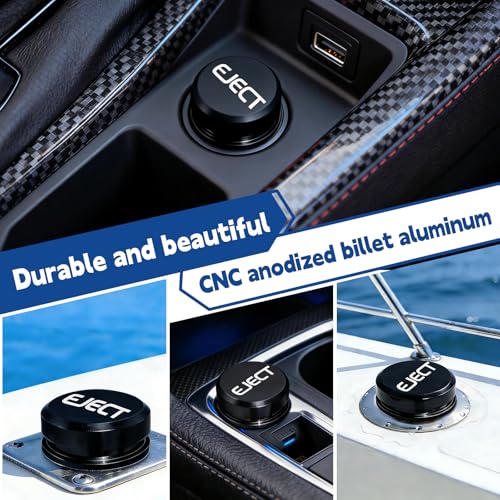 Cigarette Lighter Plug Cover Billet Aluminum Cigarette Lighter Plug, Fits All Vehicles with Standard 12 Volt Power Source Aluminum Dustproof Plug Billet Button Plugs (Black-Eject) - color: Black-eject