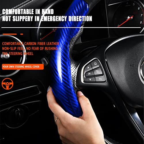 Steering Wheel Cover, 2PCS Segmented Steering Wheel Protector, Carbon Fiber Anti-Slip and Durable Car Accessory, Universal Fit for Most Cars，SUVs (Carbon Fiber Blue) - color: Carbon Fiber Blue