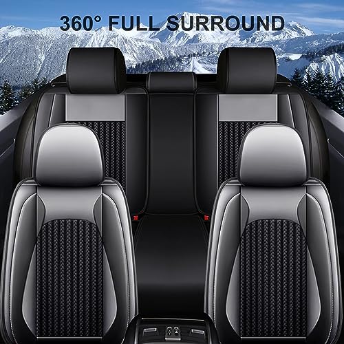 Custom Fit Faux Leather Seat Covers for Nissan Frontier 2007-2026 Full Set 5 Seats, Airbag Compatible, Black & Gray - color: #050 Black & Gray, size: 5 Seats