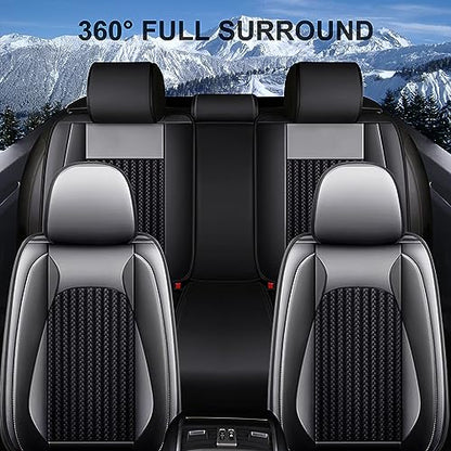 Custom Fit Faux Leather Seat Covers for Nissan Frontier 2007-2026 Full Set 5 Seats, Airbag Compatible, Black & Gray - color: #050 Black & Gray, size: 5 Seats
