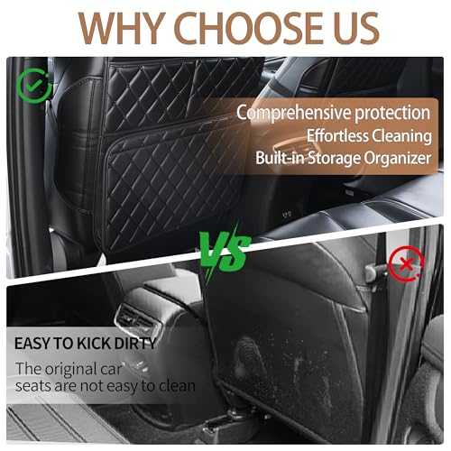 2 Pack Seat Back Protector, Kick Mats Back Seat Protector for Kids Feet Car Seat with Car Back Seat Organizer, Seat Back Protector Cover for Back of Front Seats - Protect against dirt and scuffs