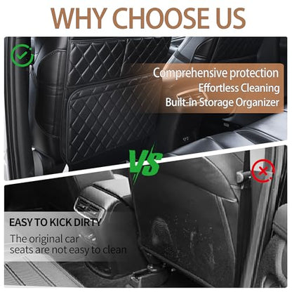 2 Pack Seat Back Protector, Kick Mats Back Seat Protector for Kids Feet Car Seat with Car Back Seat Organizer, Seat Back Protector Cover for Back of Front Seats - Protect against dirt and scuffs