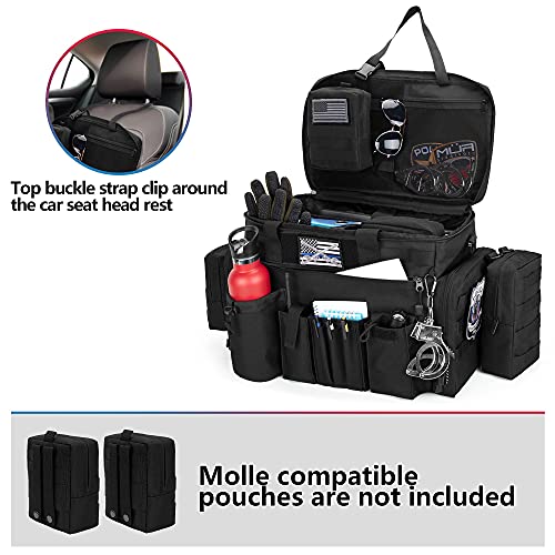 Trunab Patrol Bag, Police Duty Bag, Car Front Seat Organizer with 15.6” Tablet and Laptop Storage for Law Enforcement, Police Patrol, MOLLE Compatible