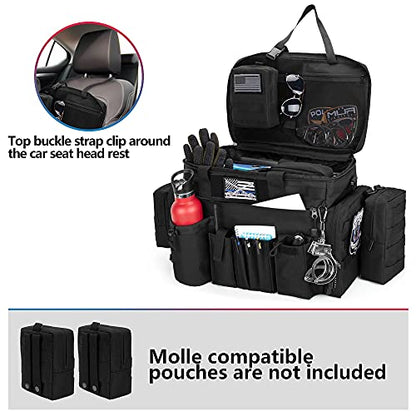 Trunab Patrol Bag, Police Duty Bag, Car Front Seat Organizer with 15.6” Tablet and Laptop Storage for Law Enforcement, Police Patrol, MOLLE Compatible