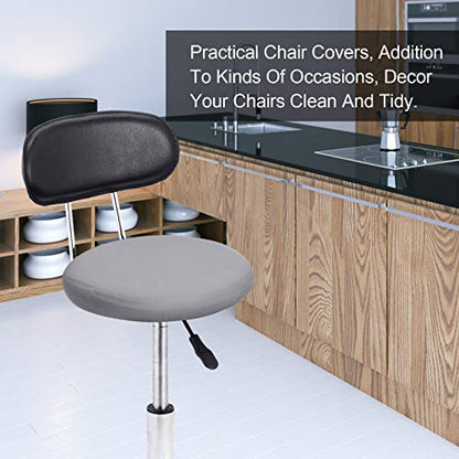 Tatuo Round Bar Stool Seat Covers Washable Stool Cushion Slipcover Elastic Bar Chair Covers for 14-17 Inch Chair (Gray, 4 Pieces) - color: Grey