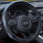 Haokay Heavy Duty Pure Cowhide Steering Wheel Cover, Black Genuine Leather Steering Wheel Cover Men Women Universal 14.5 to 15 Inch - color: black-3