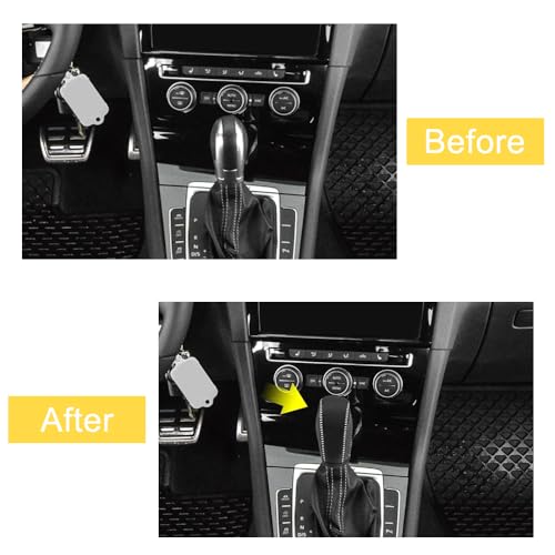 Riloer Car Gear Shift Stick Cover, Car Faux Leather Gear Shift Knob Cover, Compatible with Volkswagen Golf R 2015-2019, 1 Set (Gray Thread) - color: Gray Thread