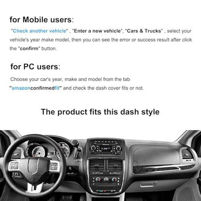 Dash Cover Mat Custom Fit for Chrysler Town Country, Dodge Grand Caravan, Ram C/V Cargo Van with Light Sensor w/o Speaker Dashboard Cap Pad Carpet Protector K341 (Black) - color: Black