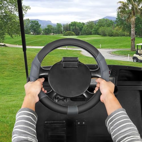 10L0L 13 Inch Golf Cart Steering Wheel Covers for EZGO TXT&RXV 1994-up, Upgraded Microfiber Anti-Slip Steering Wheel Cover with Pu Leather - color: Grey