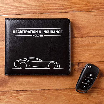 CANOPUS Car Registration & Insurance Holder with Magnetic Closure, Vehicle Document Organizer, Auto Glove Box Wallet, Includes 2 EZ Pass Strip Sets – Car - color: Black, size: Car