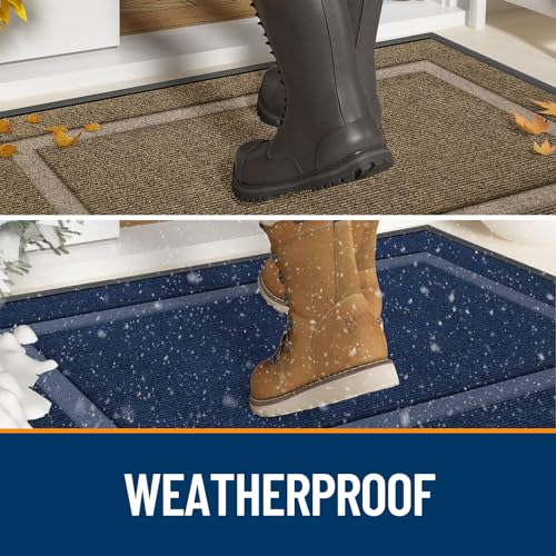 OLANLY Front Door Mat Indoor Outdoor Entrance, Waterproof All-Season, All-Weather Doormat, Sturdy Natural Rubber, Fade Resistant, Low Profile, Easy Clean Patio Porch Entryway Mat, 71x23, Black