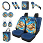 Forchrinse Hawaiian Sea Turtle Car Seat Covers 15 Pcs Auto Interior Cover Set with Steering Wheel Cover,Armrest Seatbelt Pads,Car Garbage Can,Coaster,Handbrake Gearshift Cover for SUVs Trucks - color: Hawaiian Sea Turtle Pattern