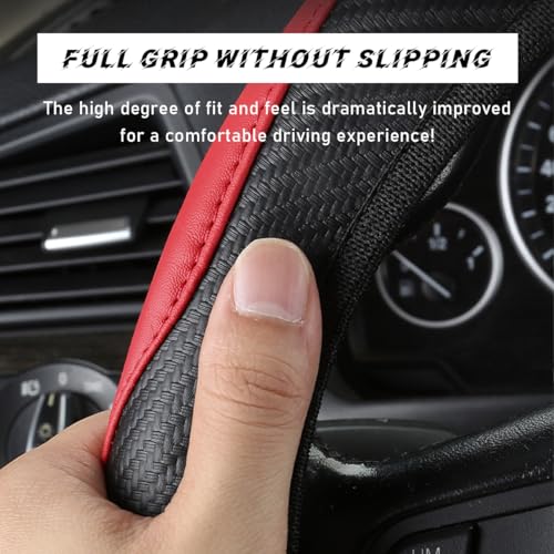 povtii Car Steering Wheel Cover, 15 Inch Leather Breathable Auto Steering Wheel Protector, Comfortable Non-Slip Vehicle Steering Wheel Covers, Universal Car Accessories (Beige, with Lining) - color: Beige, With Lining