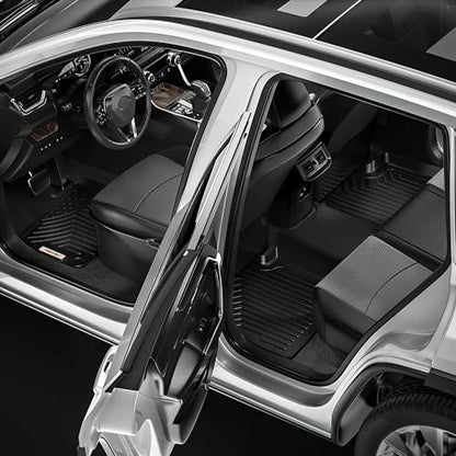 OEDRO Floor Mats Fit for 2015-2025 2026 Ford Mustang, Unique Black TPE All-Weather Guard Includes 1st and 2nd Row: Front, Rear, Full Set Liners - style: 15-21 Ford Mustang