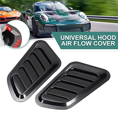 2PCS Universal Hood Air Vents for Car Hood Scoop, Bonnet Vent Hood Air Intake Trim Cover (Black) - color: Black
