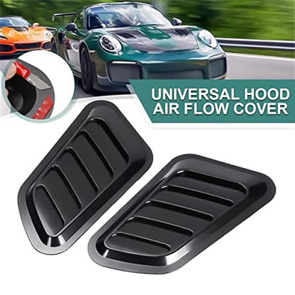 2PCS Universal Hood Air Vents for Car Hood Scoop, Bonnet Vent Hood Air Intake Trim Cover (Black) - color: Black