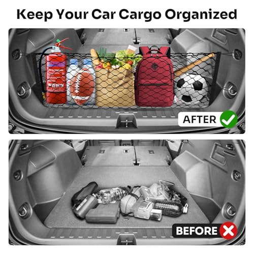 Canvcle Trunk Cargo Net for 2018-2025 2026 Chevy Equinox & GMC Terrain Accessories Envelope Style Mesh Trunk Net Organizer and Storage Stretchable Elastic Nylon Rear Cargo Netting with Hooks - style: for Chevy Equinox