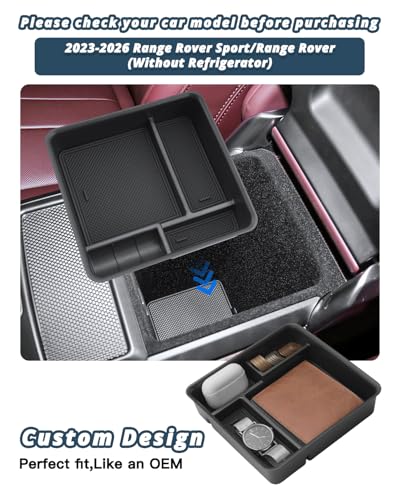 Range Rover Center Console Organizer for 2023-2026 Range Rover Accessories Middle Console Organizer Compatible with 2023 2024 2025 2026 Land Rover Range Rover Sport/Range Rover(Without Refrigerator)