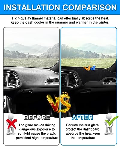 Autorder Dashboard Cover Mat for 2015-2024 Dodge Challenger Accessories Dash Cover Flannel Dash Mat Sunshade Glare UV Rays Protector - size: 2015-2024 Dodge Challenger