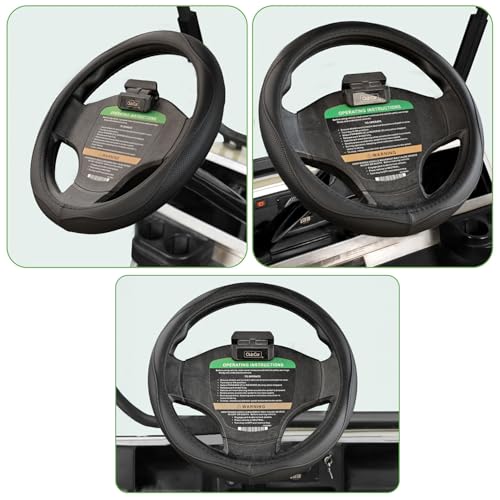 10L0L 14 Inch Perforated Steering Wheel Cover for Golf Carts – Fits Yamaha, Club Car DS & Precedent 1981-up, Black Carbon Fiber Style, Comfort Grip - color: Black Holes