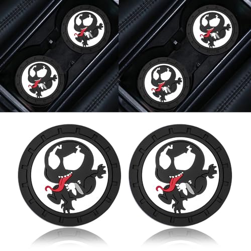 Venom Car Cup Holder Coasters for Marvel Fans, The Venom Car Coasters for Car Cup Holder Insert,Silicone Non-Slip Car Cup Mat,2.75'' - color: Bd-duye